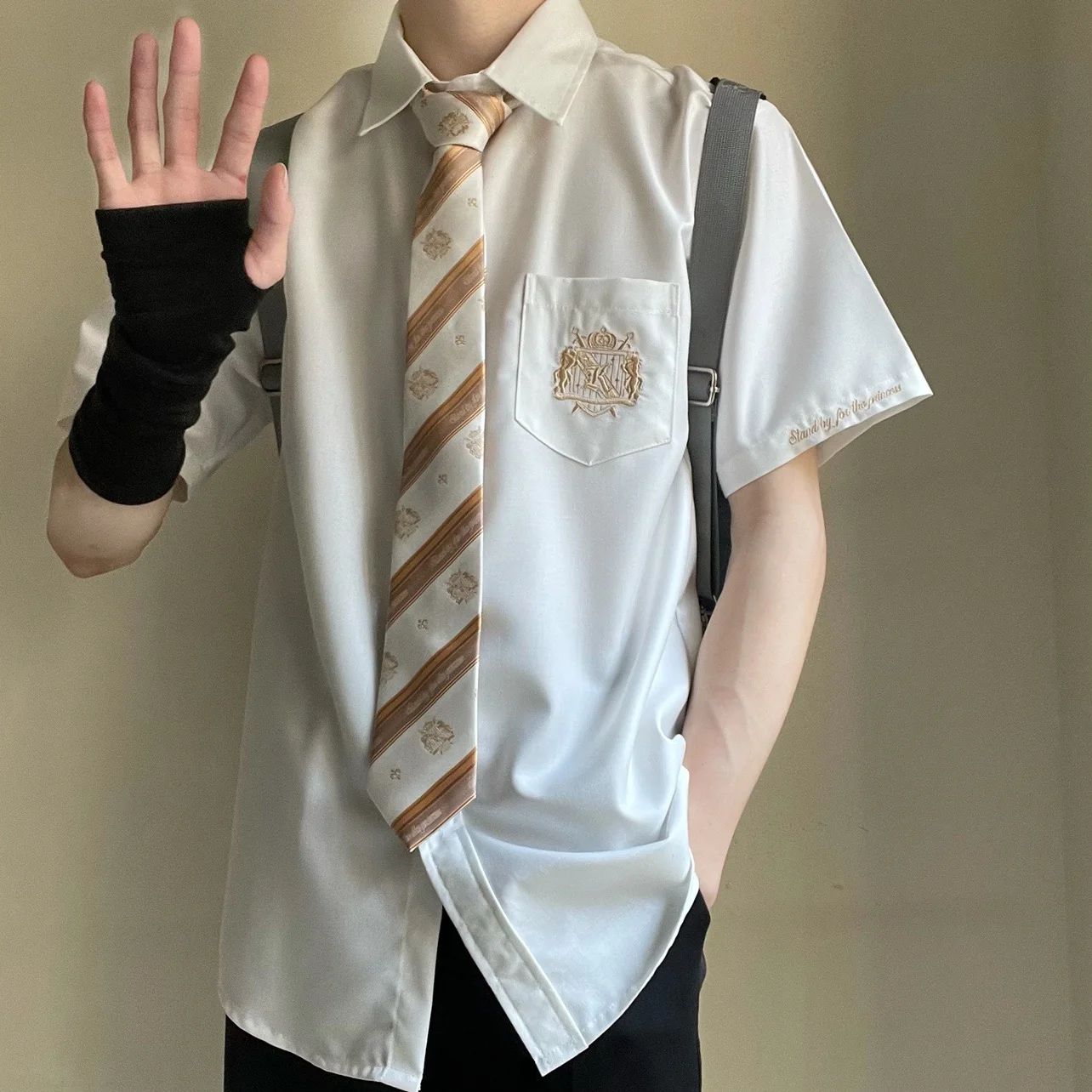

Knight's Oath Men's White Shirt Long Sleeve Short Sleeve Tie Japanese Style Breathable Anti-Wrinkle Cotton Polyester Blend