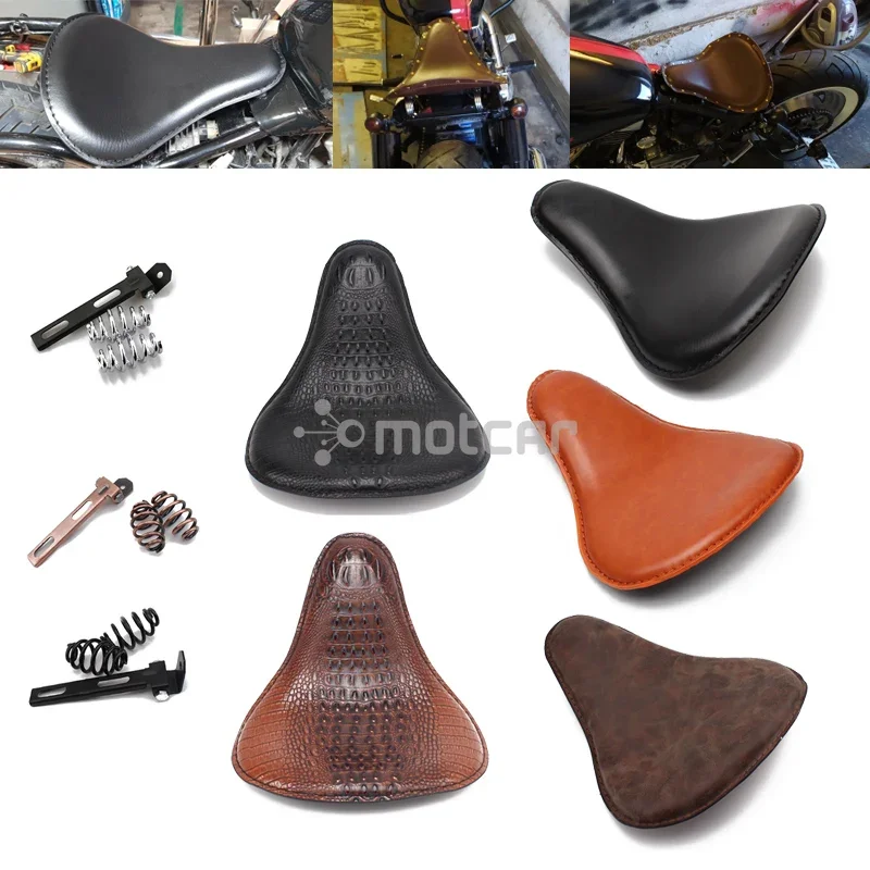 Retro PU Leather Motorcycle Solo Driver Seat for Harley Honda Shadow VT750 VT600 VT125 Bobber Chopper Cafe Racer Seat Cushion