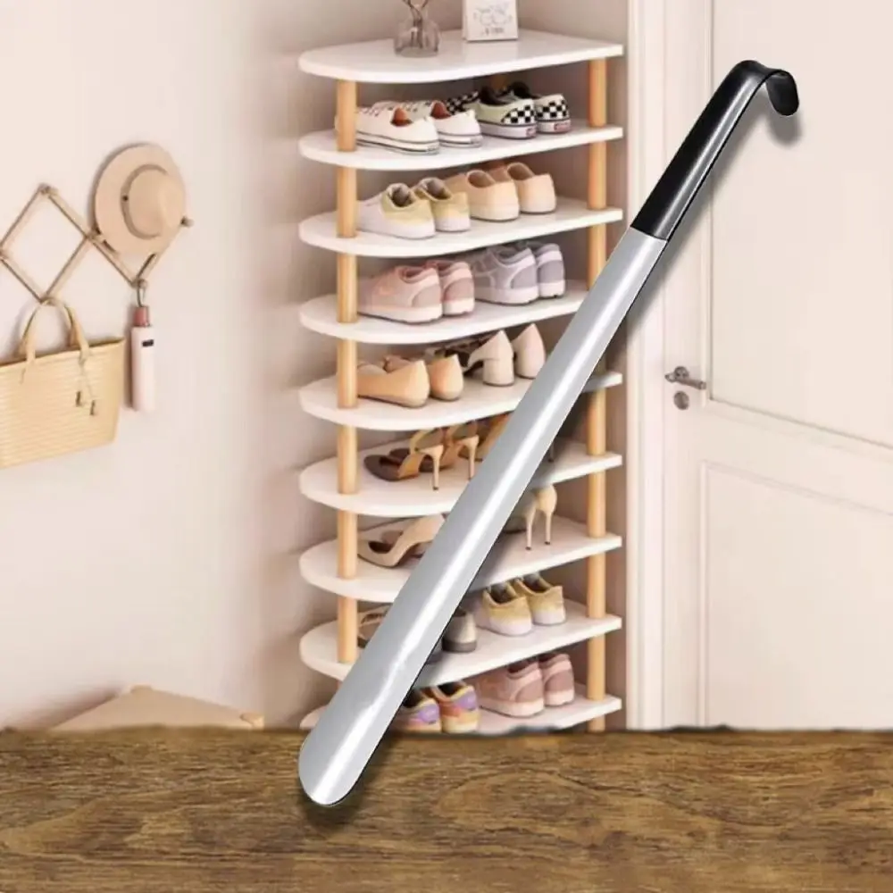 Shoe Puller Long Handle Long Shoe Horn Stainless Steel Easy To Take Shoe Stick Helper No Brace 42cm Shoes Lifter Spoon Household