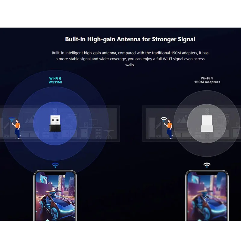 AX300 802.11ax Ricevitore WiFi wireless 287Mbps WiFi 6 Adattatore Scheda WiFi 2.4G Wifi6 USB Dongle PC Laptop Driver gratuito