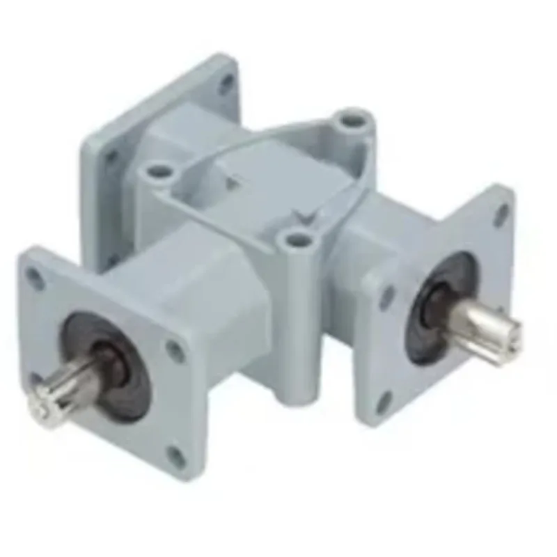 Right-angle 90-degree small bevel gearbox for equipment that requires a vertical axis layout