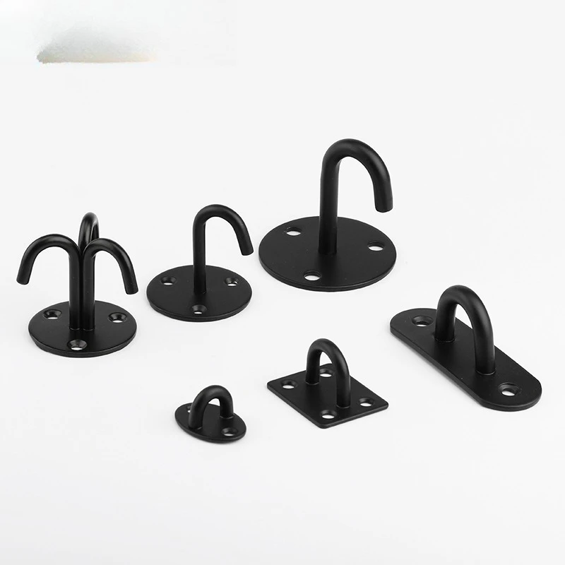 Left-Handed Heavy-Duty Black Solid Stainless Steel U-Shaped Ceiling Hook For Ceiling Fans and Heavy-Duty Mounting