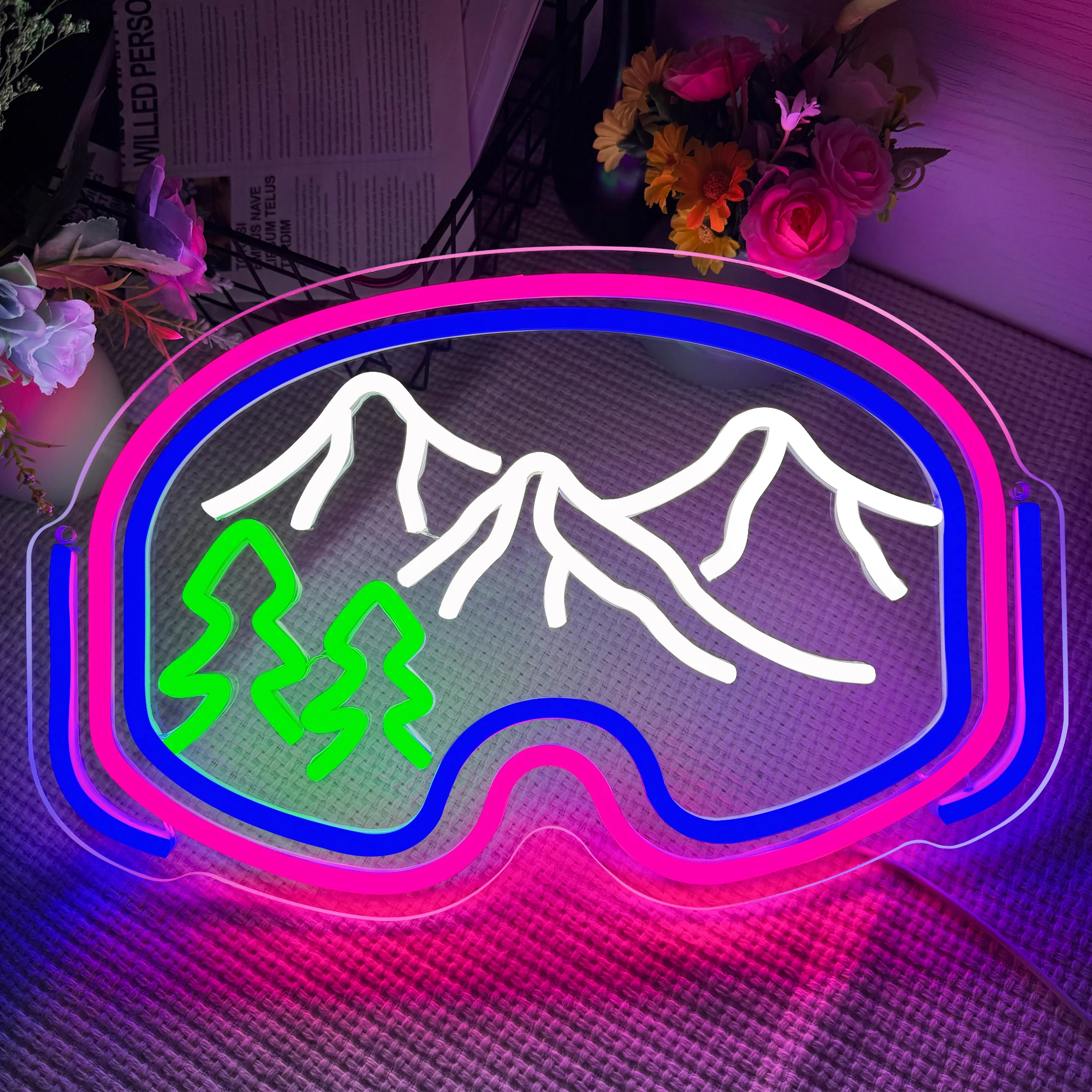 Ski goggles neon sign, best skier gift, ski sign, ski wall art, perfect for bedroom, lounge