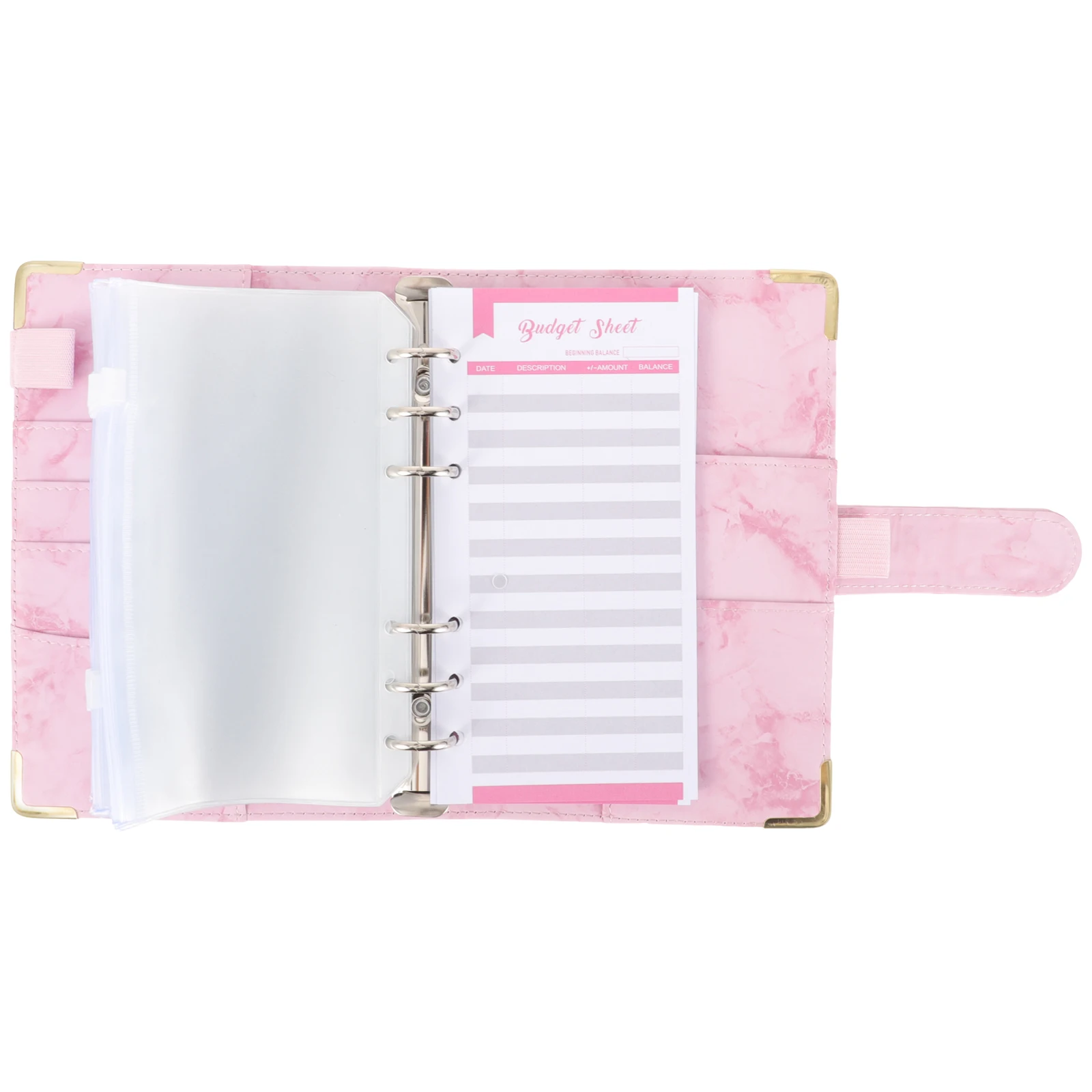 

1 set Pvc Budget Binder with Zipper Envelopes A6 Size Cash Coins Receipts Cards Portable Ledger Savings Book Planner
