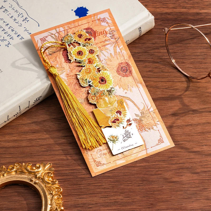 Metal Bookmark Floating Light Gallery Series Oil Painting  Office Student Gift Pendant Reading Bookmark