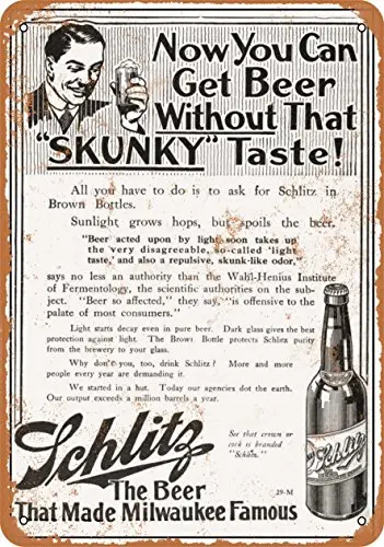 Metal Sign - 1912 Schlitz Beer No Skunky Taste - Vintage Look