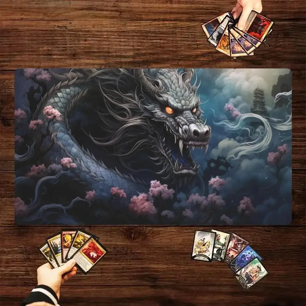 

Japanese Dragon Mouse Pad Card Game Mat Large Computer Office Mousepad XXL Non-slip for MTG DTCG CCG RPG Trading Cards Desk Mats
