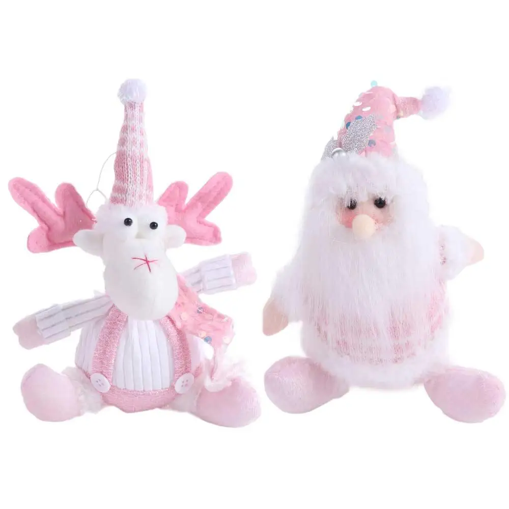 Tabletop Christmas Snowman Realistic Sitting Knitted Elk Snowman Fluffy Ins Christmas Pink Decorations Santa Claus Gifts