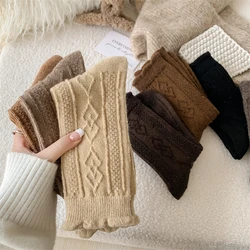 Warm Socks For Women New Solid Color Thick Autumn Winter Casual Wool Socks Female High Quality Cute Frilly Fashion Comfort Socks