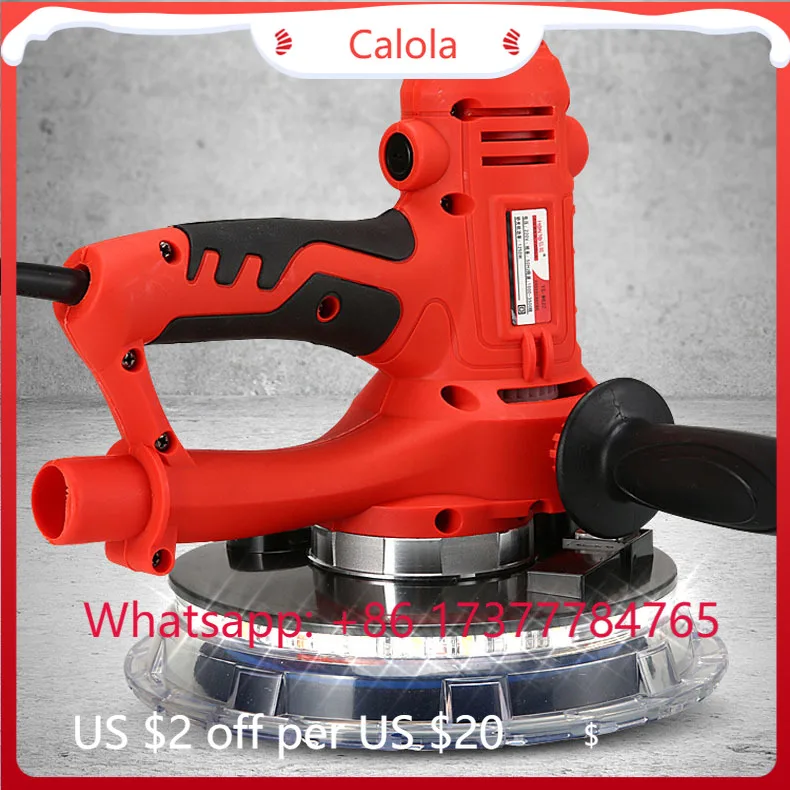 Portable Putty Grinding Machine 1250W 180mm DIY Variable Speed LED Strip Light Dust-free Outdoor Wall Sander