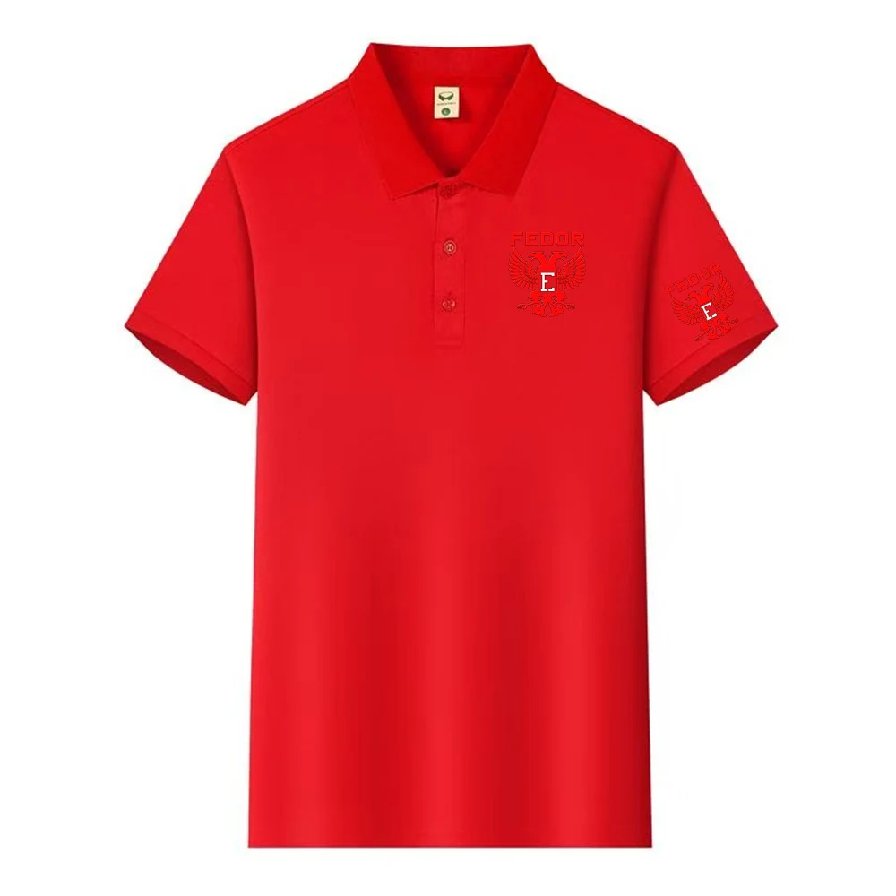 2026 Russian Fighter Legend Fedor Emelianenko Logo Print Summer Men's Short Sleeve Collar Shirts Solid Color Casual Polo Shirt