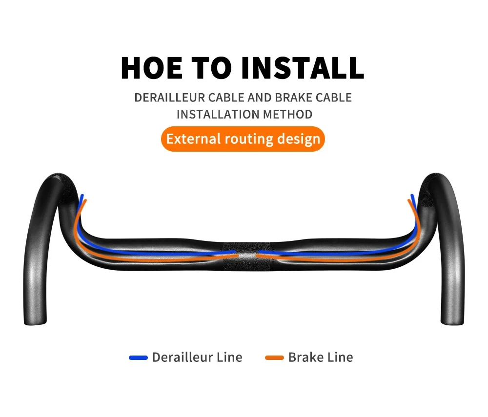 TOSEEK ZXB-TWO Vollcarbon-Lenker 31,8mm Rennrad-Bogenlenker 380/400/420/440mm mit externer Kabelführung – Detail 9