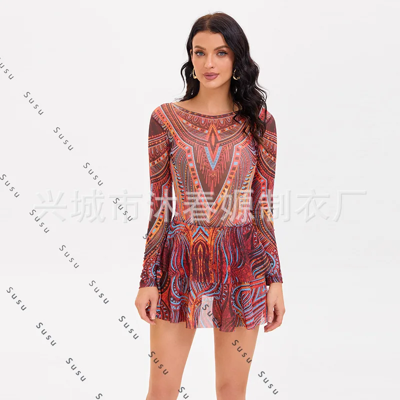 

New Russian sexy mesh one-piece bikini sunscreen swimsuit Купальник