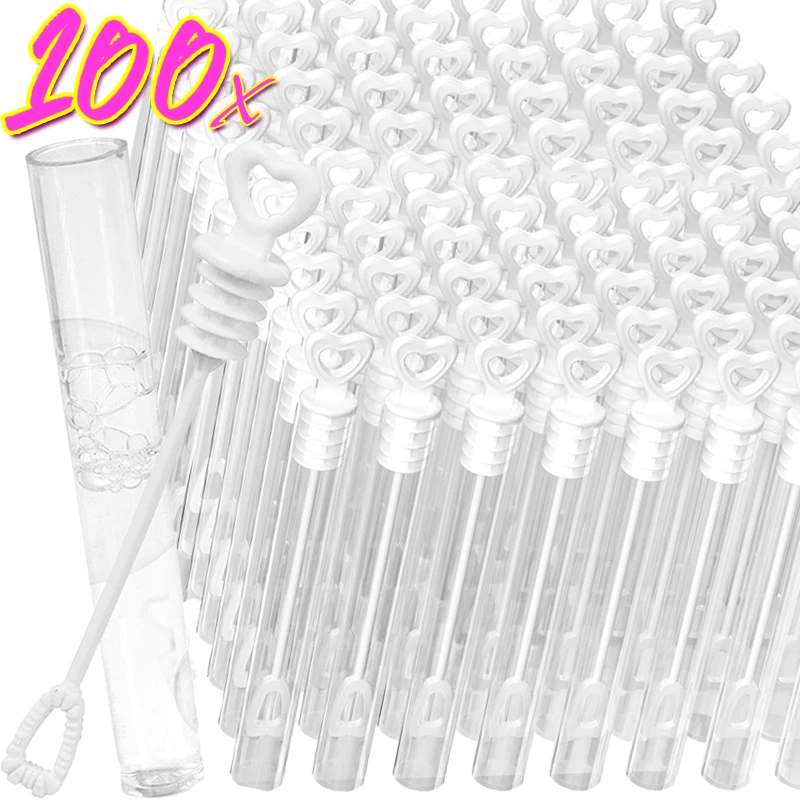 100/50/20/10 stücke transparente Liebe Herz Blase Rohr Seifen flasche Blasen Zauberstab für Baby party Geburtstag Hochzeits feier Dekor Gefälligkeiten