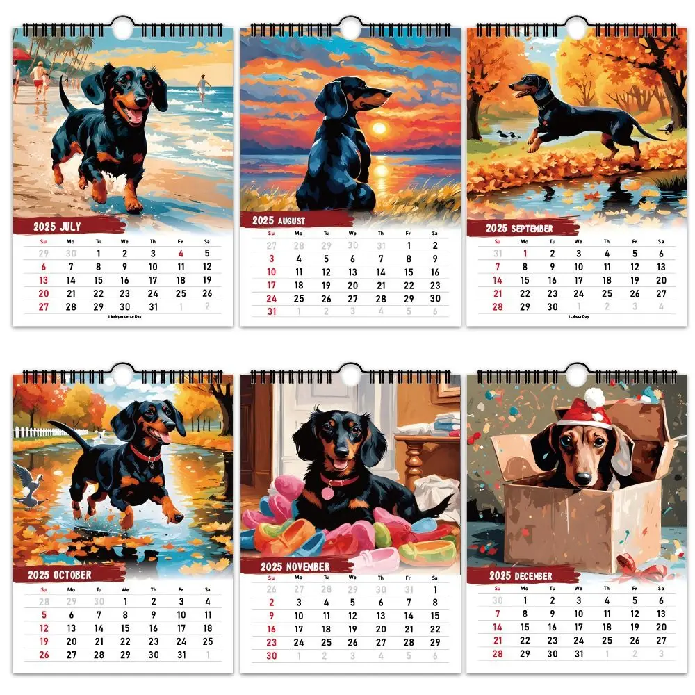 Imagem -05 - Calendário de Mesa com Dachshund Padrão Casa Ornamentos Diariamente Semanalmente Mensal Planejador Papel Pendurado 2025