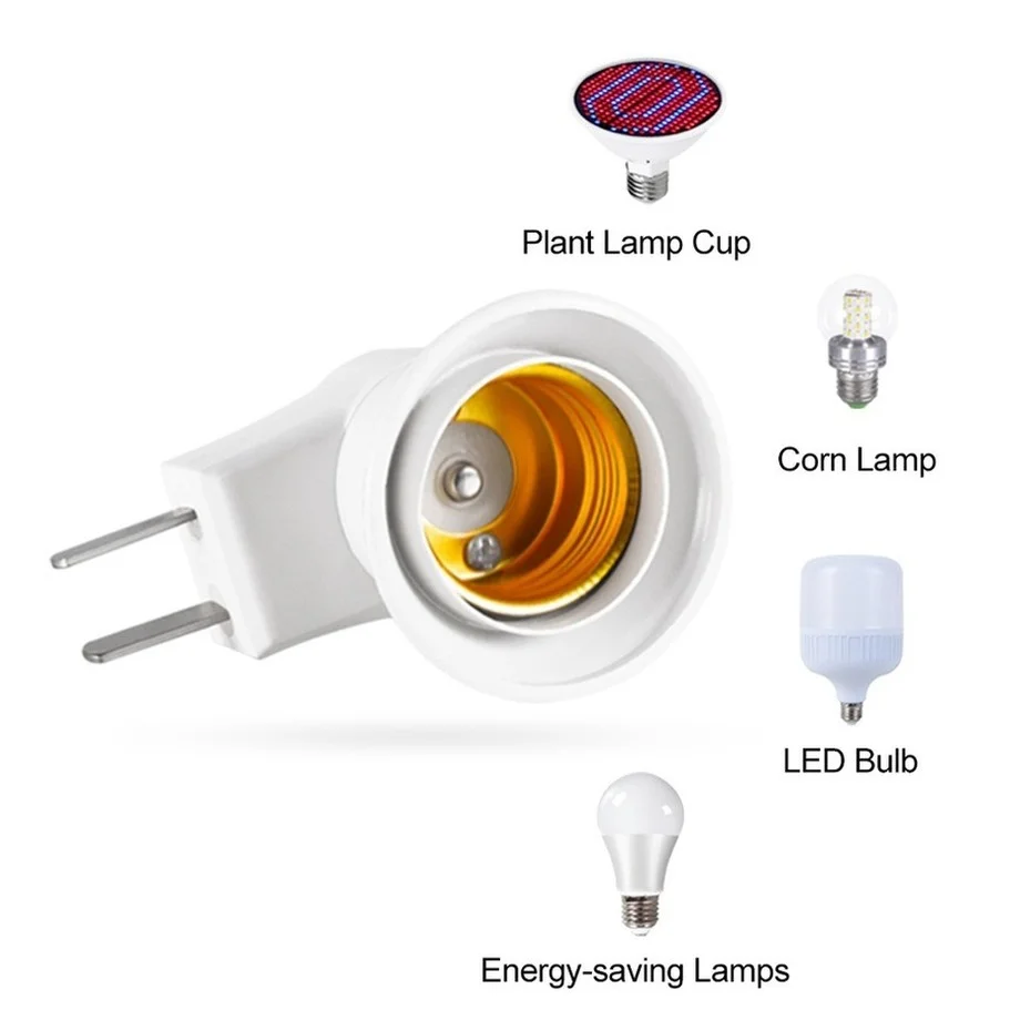 AvvRxx-Adaptador de bombilla con enchufe de la UE, convertidor de luz LED E27 de tipo Base a ca de 220V, interruptor de botón de encendido/apagado