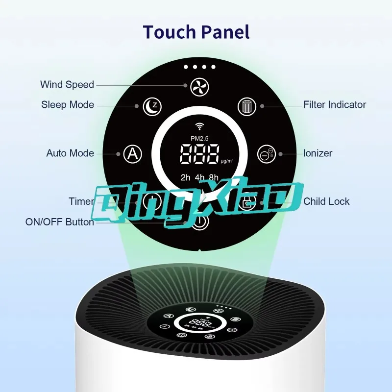Smart App Control Air Purifier Remove Smoke Odor Negative Ion Quiet Indoor Air Cleaner For Home Bedroom Gift Hepa Filter view 5