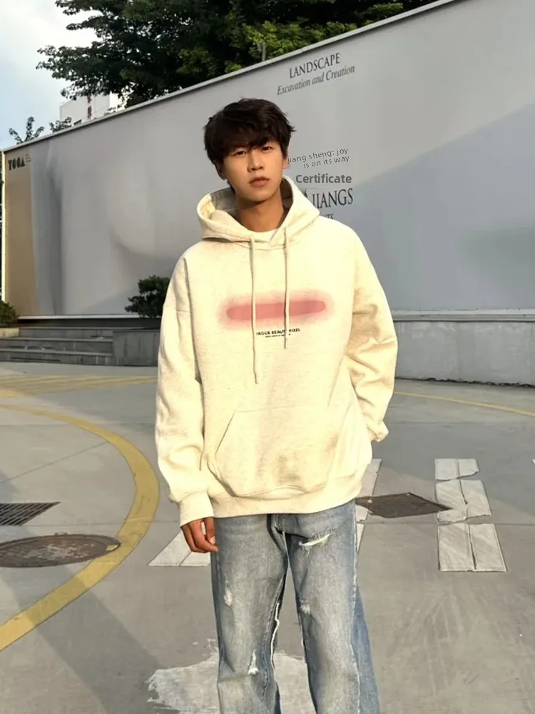 

Cleanfit ey Hoodie Men's Spring Autumn Heavyweight Stiff American High Street Couple Jaet Loose Fit Printed Casual Wear