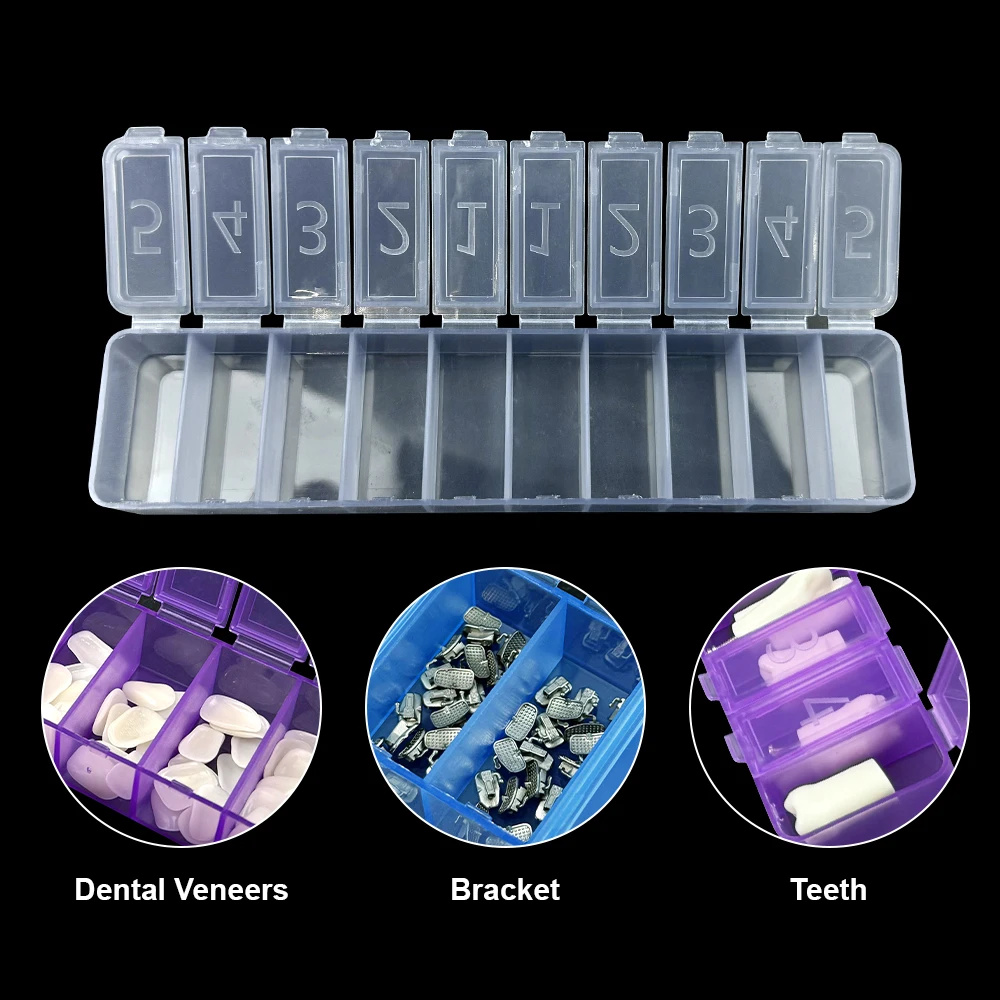 1pc Plastic Dental Storage Box 10 Slot Dentistry Multifunction Compartment Organizer Multi Grids Bracket Veneers Teeth Container