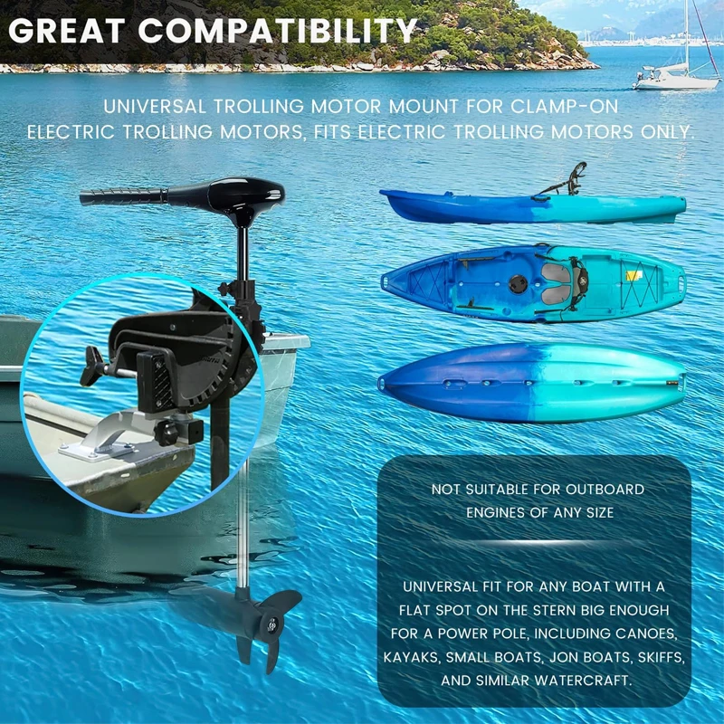 Universal 90 Degree Adjustable Transom Trolling Motor Mount for Kayaks/Kayak Motor Mount, Fit for Any Boat with A Flat Stern