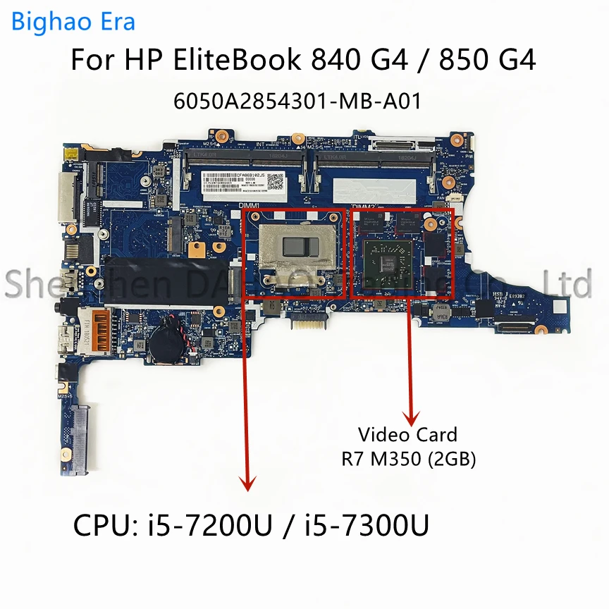 

For HP EliteBook 840 G4 850 G4 Laptop Motherboard With i5 i7 CPU R7 M350 2G Video Card 6050A2854301-MB-A01 917503-501 917506-601