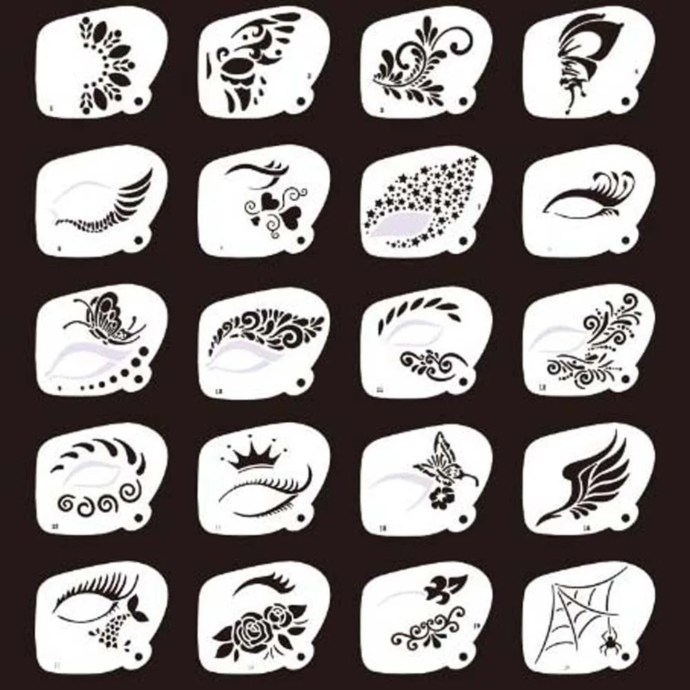 Reusable Face Paint Templates Multiple Pattern Hollowed Body Art Paint Stencils Easy Use Hand Painting DIY Makeup Tools Adults