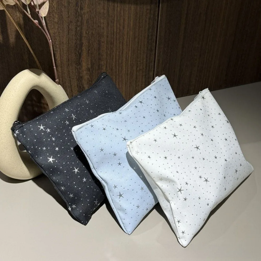Multi-purpose Silver Star Print Makeup Bag Large Capacity Portable Toiletry Bag Makeup Organizer Home&Travel