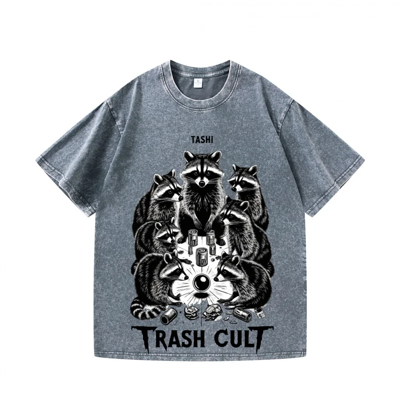 

Men's T-Shirt Raccoons Surround Trash Cult Design Halloween in 2025 100% Cotton Street Cool Printed Top Comfortable Fit
