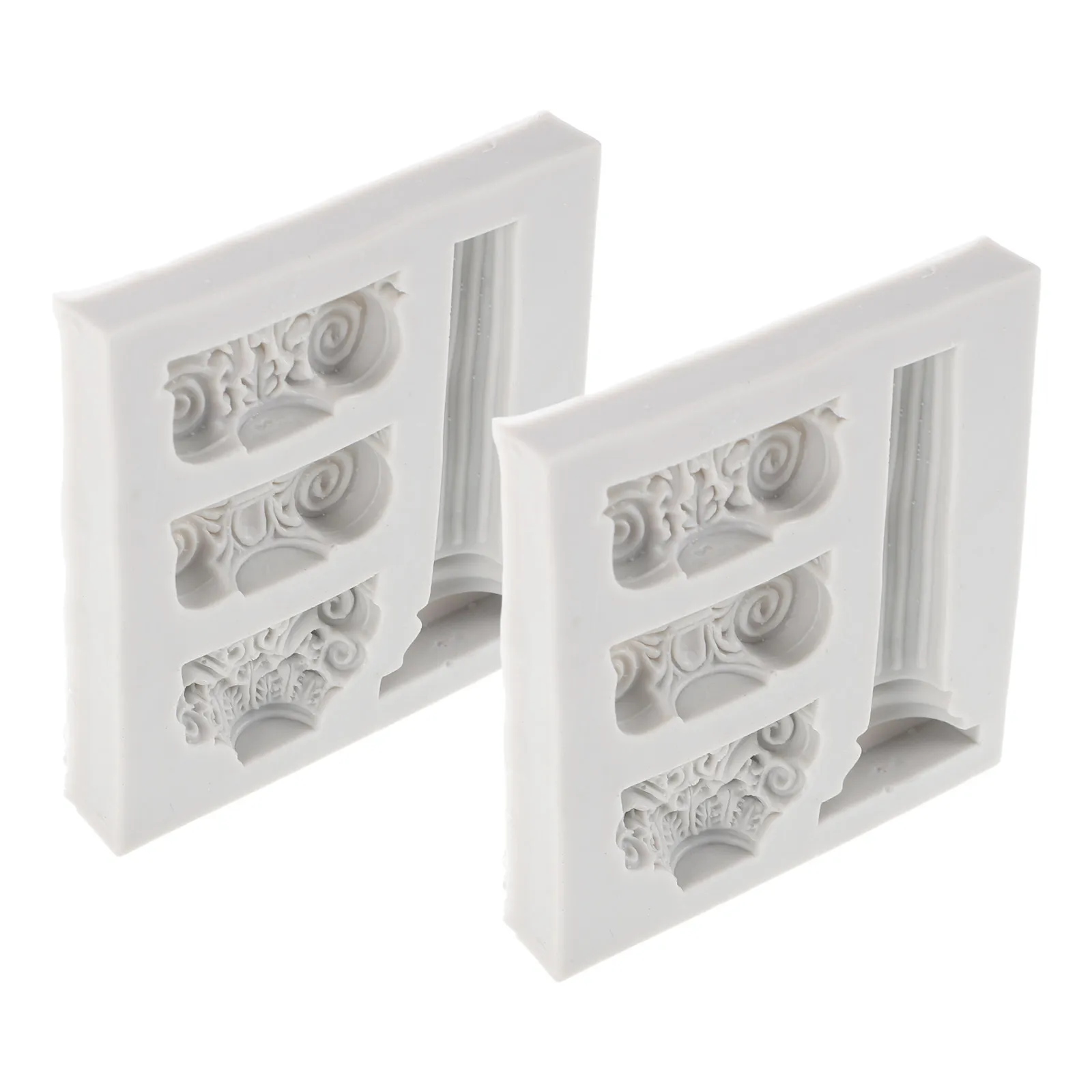 

2pcs Roman Column Silicone Mold European Style Cake Border Decor Tool Heat Resistant Durable Diy Craft Chocolate Fondant Gum