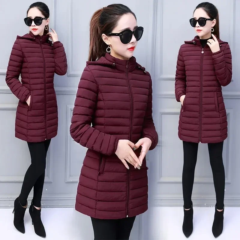 Ultra-light Warm Cotton Coats Womens Korean Slim Down Cotton Jacket Coat 2023 Autumn Winter Plus Size 6XL Cotton-padded Outwear