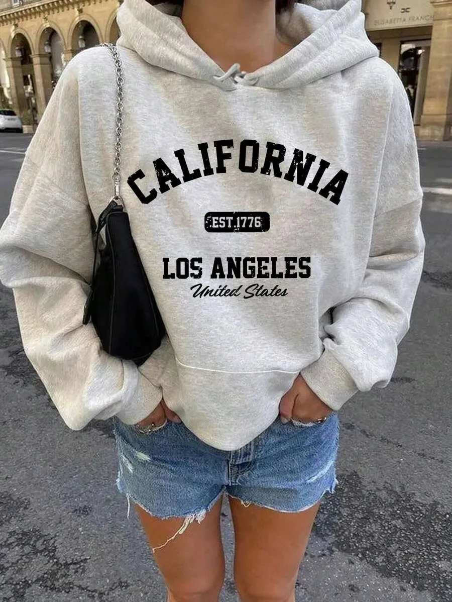 

Модная толстовка из чистого хлопка с деталями Калифорнии и Лос-Анджелеса — идеально подходит для любимой городской и туристической моды