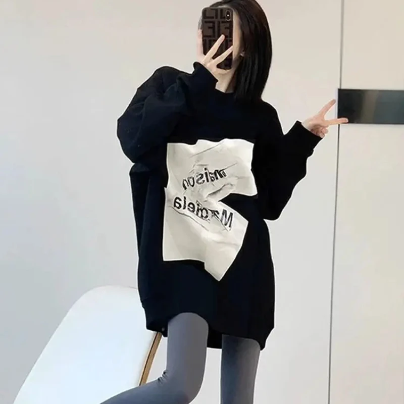 Sweatshirt for Women New In Spring and Autumn Pullover Black Korean Popular Clothes Woman Tops Designer Y2k Style Cheap Kpop E M