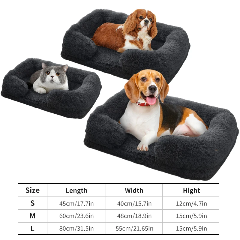 Dog Couch Bed Plush And Comfortable Durable Calming Dog Bed Nonskid Bottom Orthopedic Dog Beds Medium Size Dogs Pet Cat Beds