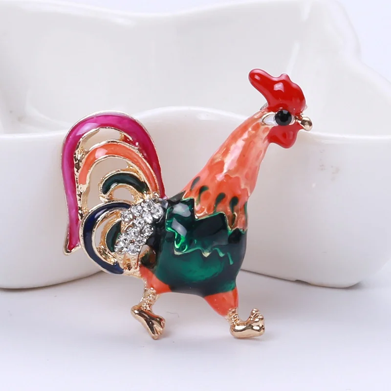 Funny Enamel Chicken Brooches Women Colors Rooster Cock Party Casual Brooch Pins Gifts