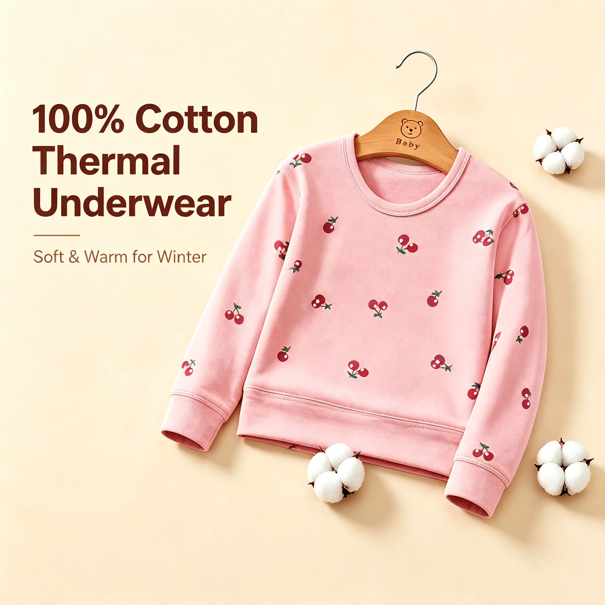 3-14 YearsSolid Color Kids Thermal Underwear 2-Piece Set Dolphin Double-Sided Fleece Top Pants Boys Girls Autumn Winter Homewear