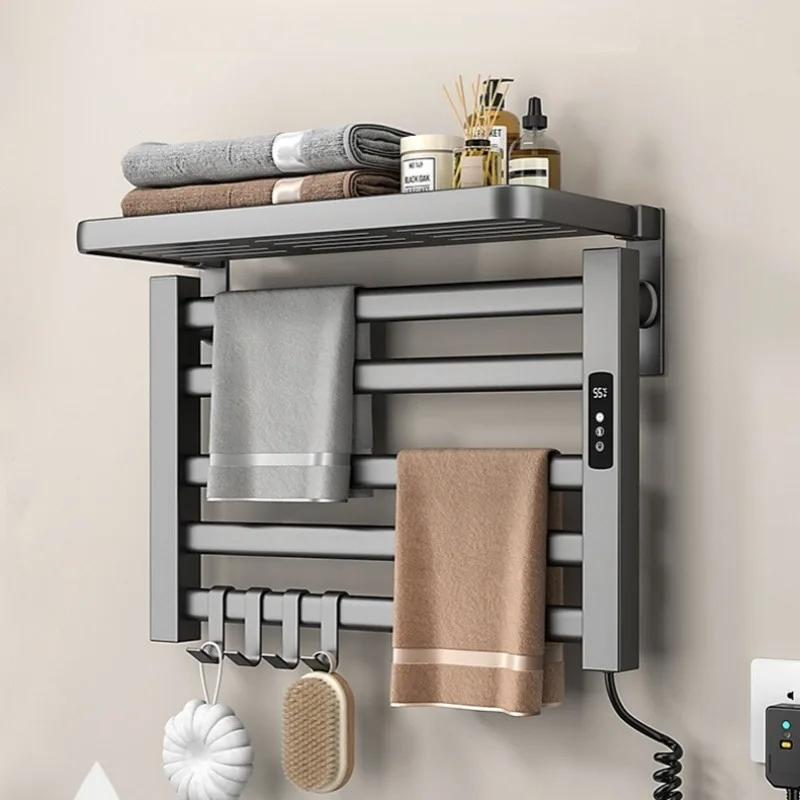 

Electric Heated Towel Warmer Rack Aluminum Alloy Storage Shelf for Bathrooms for Home Hotel Use