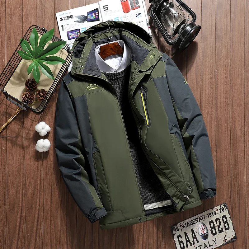 

Thick Warm Hooded Parka Men's Winter Jacket Fleece Snow Camping Outerwear Plus 7XL 8XL Male Waterproof Big Size Padded Coat