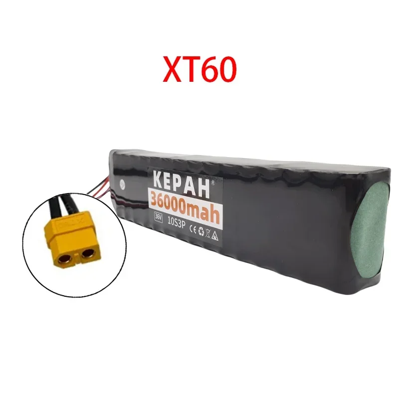 36 V 36 Ah oplaadbare lithiumbatterij 18650 10S3P 500 W vermogen gemodificeerde 36 V elektrische scooterbatterij met BMS, SYP XT60 JST