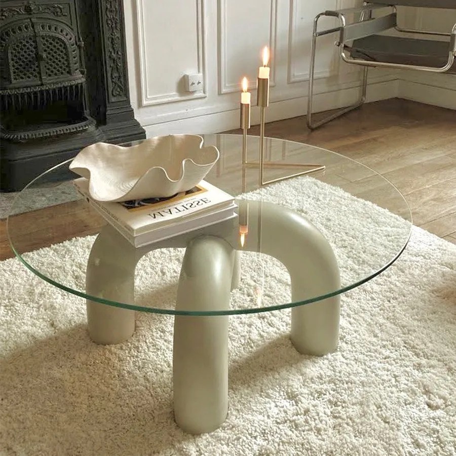 

Minimalist Unique Coffee Table Transparent Aesthetic Round Nordic Coffee Table Living Room Decoration Meubles Home Furniture