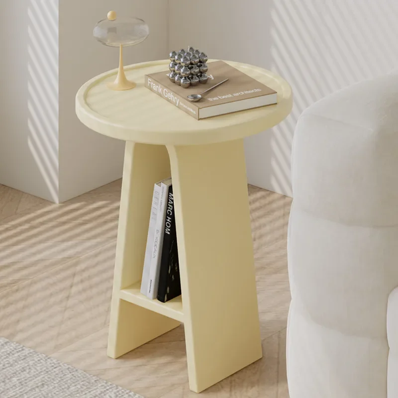Simple And Modern Living Room Coffee Table Small Family Sofa Table Cream Wind Light Luxury Creative Small Round Table