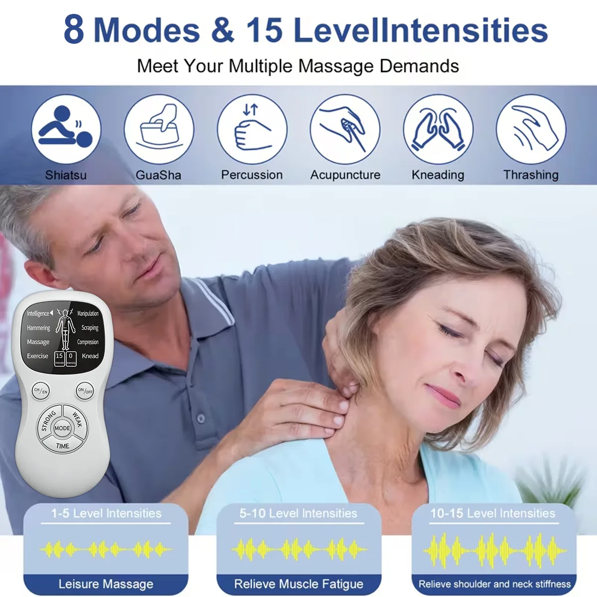 EMS Machine Dual Channel Electro Muscle Stimulator Pain Relief Rechargeable Body Shaping Muscle Relax TENS Pulse Massager