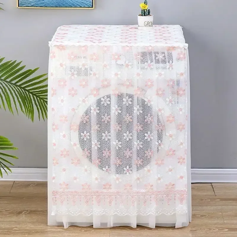 2027 Fully Automatic Drum Washing Machine Cover Lace Embroidery Fully Automatic Washing Machine Dust Covers Gauze Sunscreen Towe