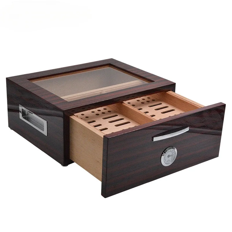 Glass sunroof, cigar box, cigar moisturizer, cigarette case, cigar storage box, pull-out display storage box