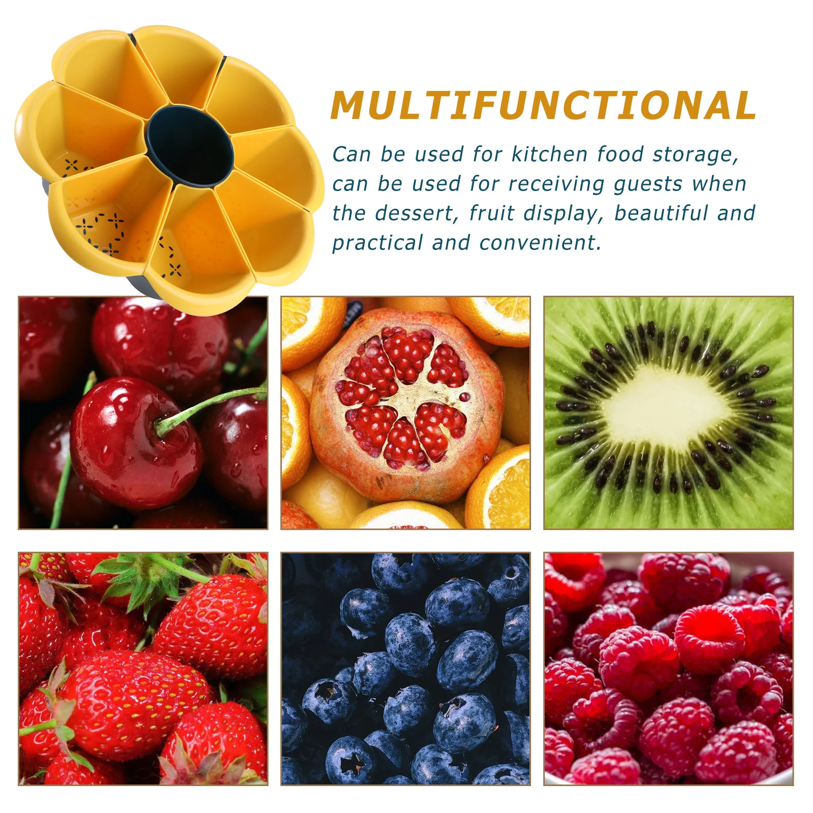 

1Pcs Rotating Fruit Platter Detachable Vegetable Drain Basket Compartment Design Household Fruit Basket for Home Kitchen Picnic