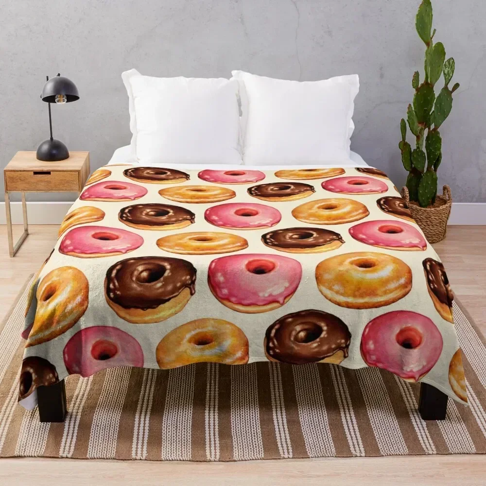 

Donut Pattern Throw Blanket Soft Sherpa Fleece Warm Blanket for Winter