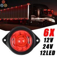 6PCS 12V 24V Universal LED Side Marker Lights Front Rear Clearance Indicator Lamp Truck Accessorie for Trailer BUS Van Caravan