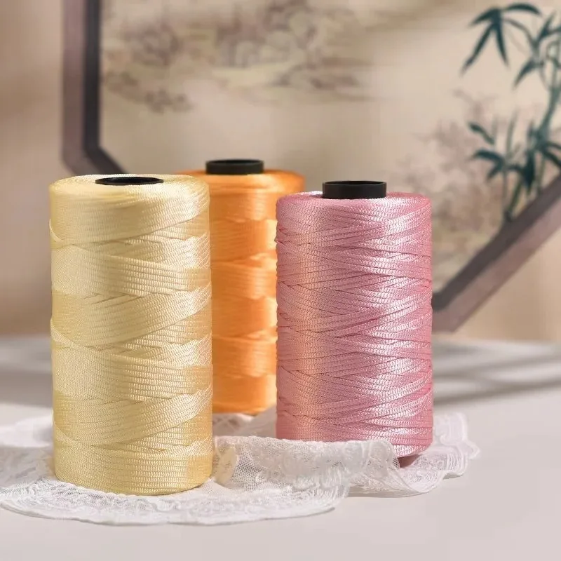 

DIY New Ice Silk Thread 250g/Roll 2.5mm Summer Crochet Yarn for Knitting Bag Shoes Flat Hollow Yarn Thread Supplies