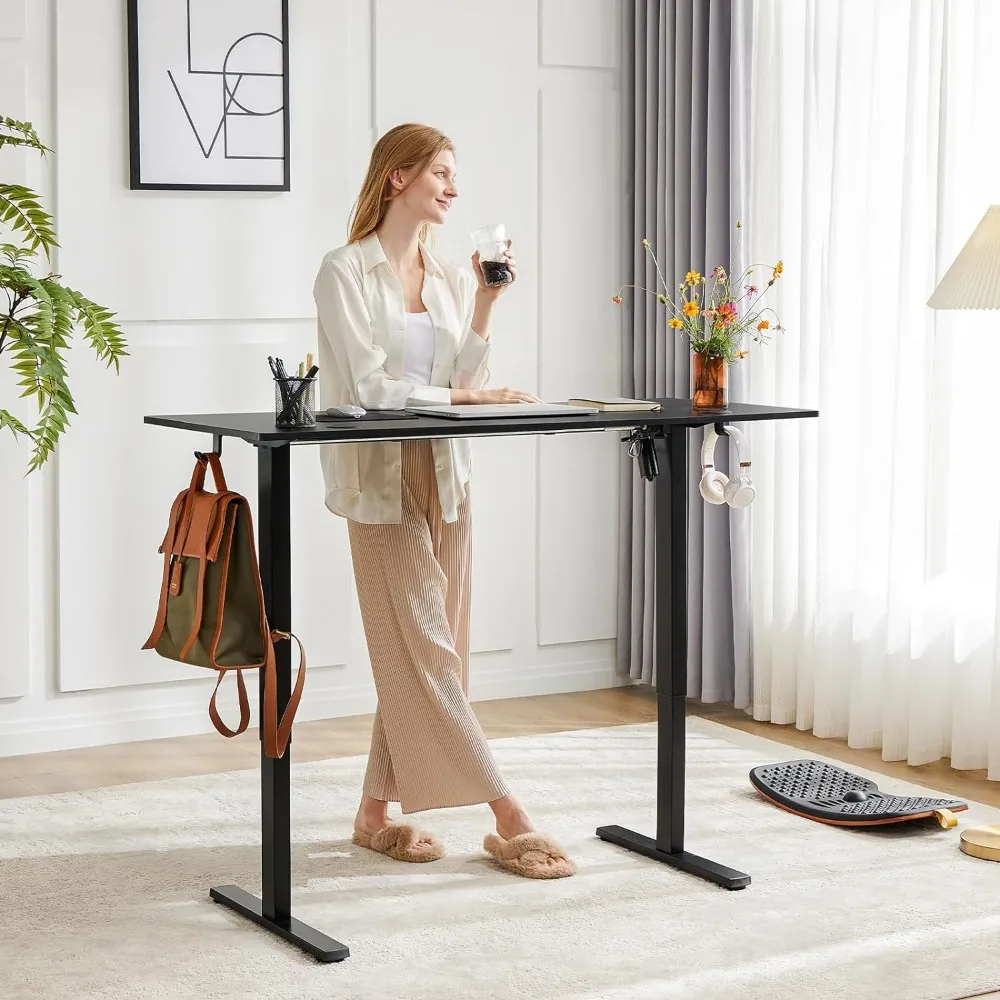 

Standing Desk with Whole-Piece Desktop Board, 48x24in Electric Height Adjustable Stand Up Desk Modern Ergonomic Sit Stand Rising