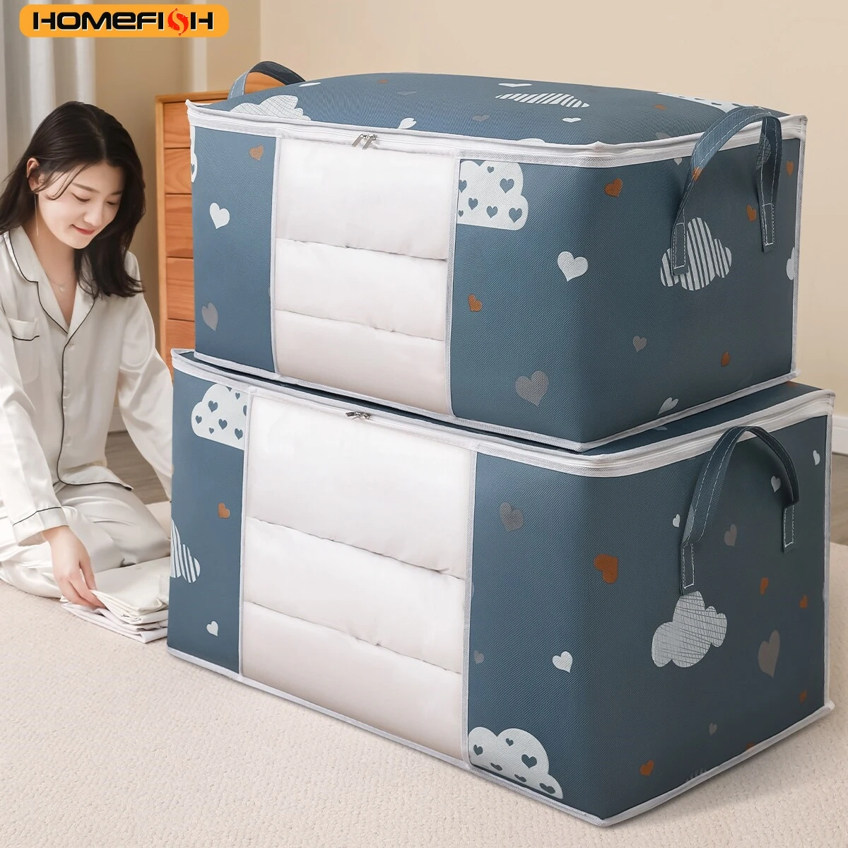 HOMEFISH Quilt Storage Bag Multi-functional Dustproof Moistureproof Large-capacity Clothes Storage Bag Home Moving Organising