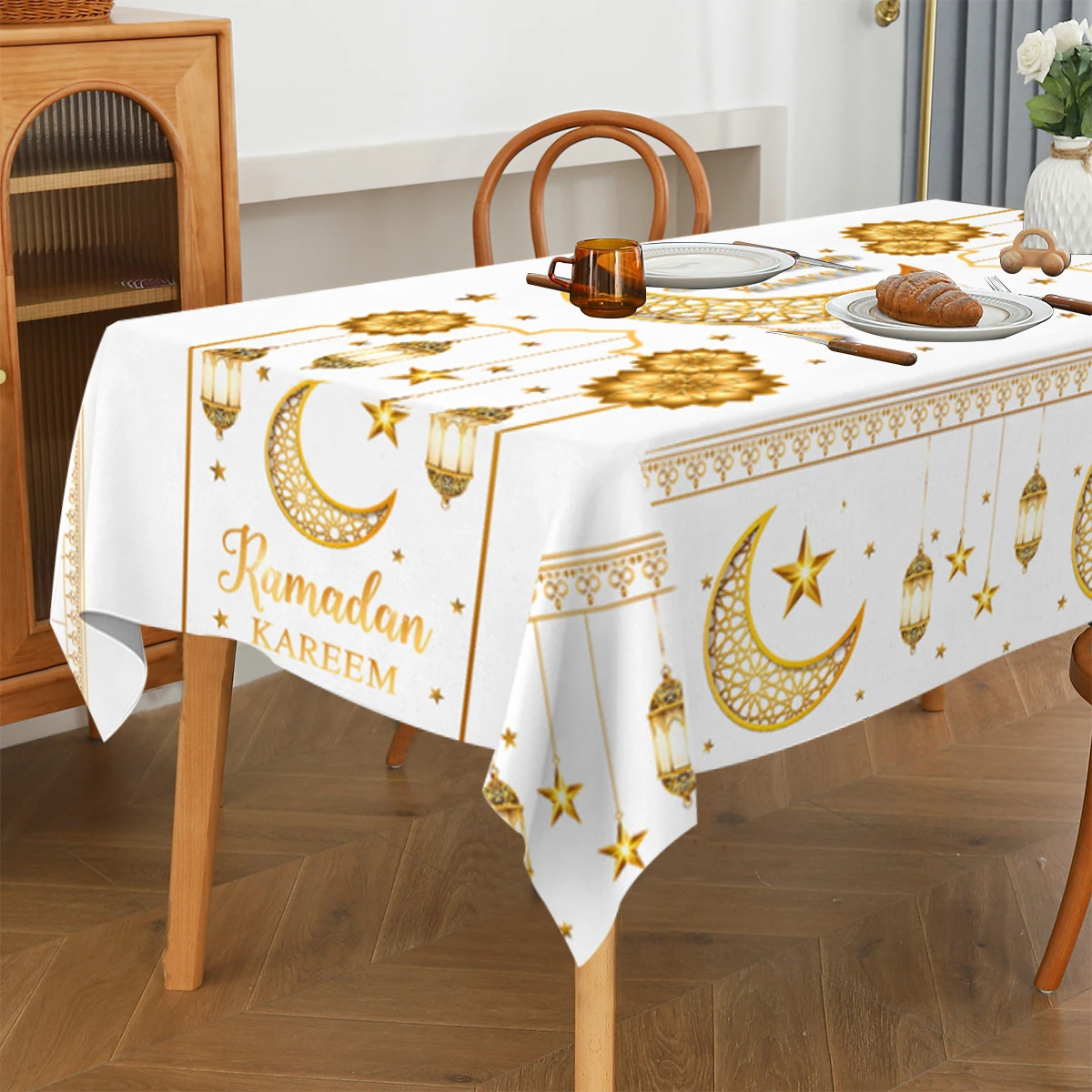 Eid mubarak toalha de mesa capa ramadan decorações para casa 2025 muçulmano eid mubarak toalhas de mesa eid mubarak fontes de festa